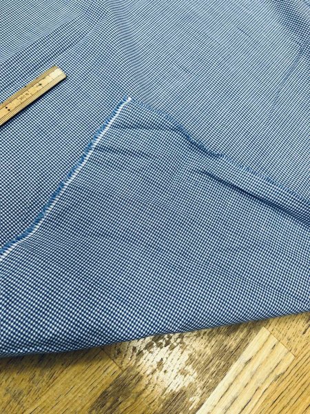 画像4: 生地：綿100％ 極小ギンガムチェック（ホワイト×ブルー） (4)