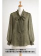 画像1: 生地：リネンライクシアーブラウス地（カーキ） (1)