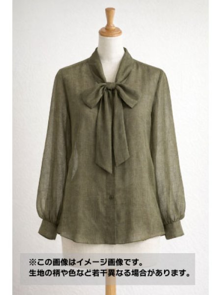 画像1: 生地：リネンライクシアーブラウス地（カーキ） (1)