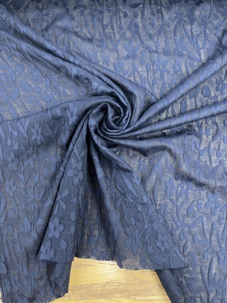 画像6: 生地：花柄モチーフ ふくれジャガード（紺） (6)