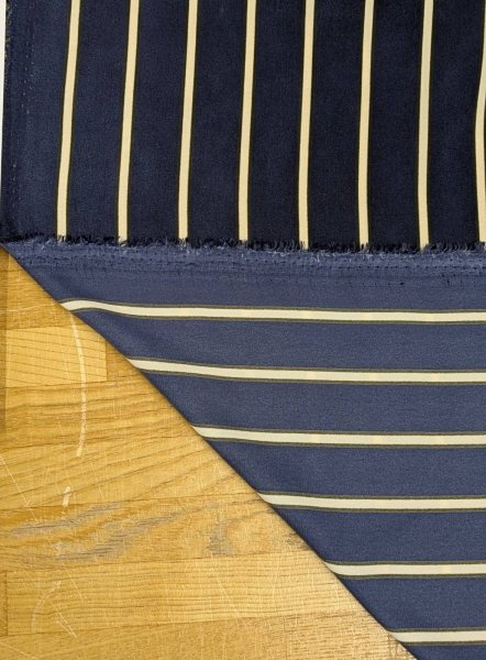 画像4: 生地：ポリエステルデシン ストライプ（ネイビー×ベージュ） (4)