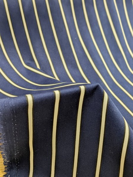 画像5: 生地：ポリエステルデシン ストライプ（ネイビー×ベージュ） (5)