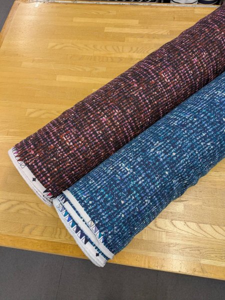 画像8: 生地：ポリエステル100％ツイード風プリントジョーゼット（ブルー系） (8)