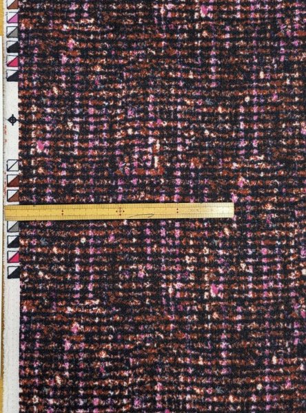 画像2: 生地：ポリエステル100％ツイード風プリントジョーゼット（レッドブラウン系） (2)