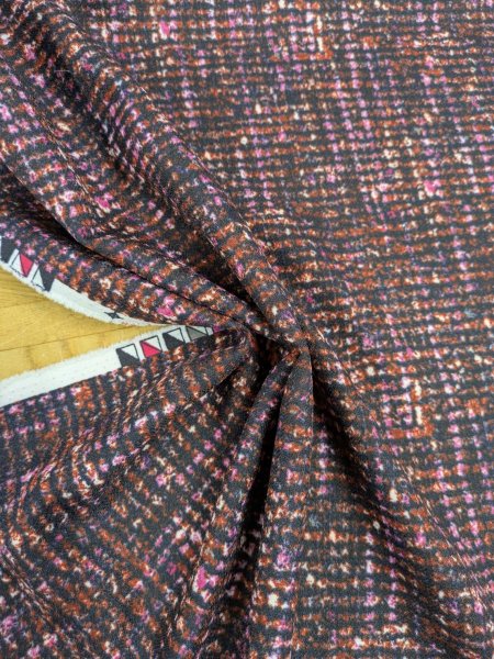 画像5: 生地：ポリエステル100％ツイード風プリントジョーゼット（レッドブラウン系） (5)