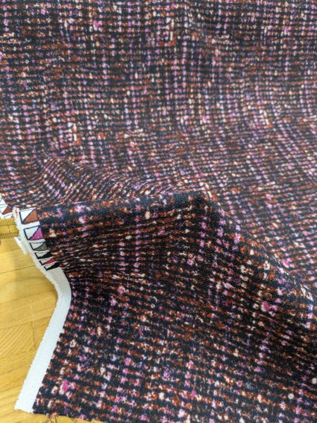 画像7: 生地：ポリエステル100％ツイード風プリントジョーゼット（レッドブラウン系） (7)