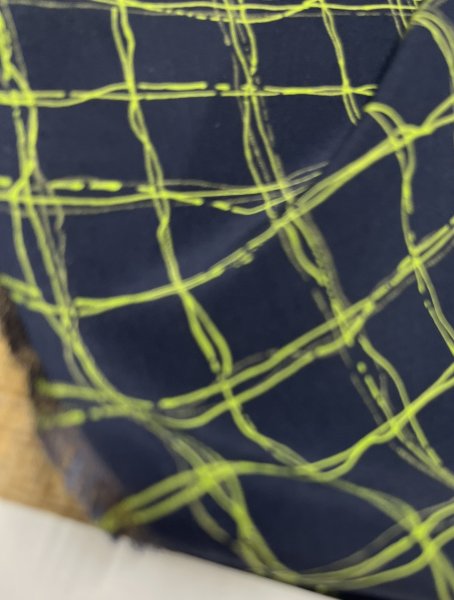 画像8: 生地：ポリエステル100％手描き風格子プリント デシン（ネイビー×蛍光グリーン） (8)