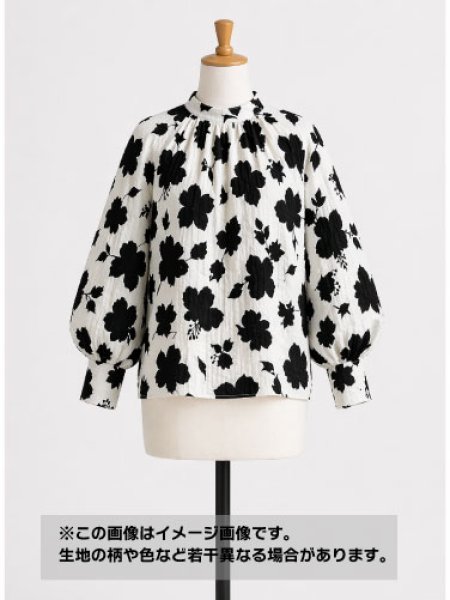 画像1: 生地：綿100％ 綿80ローンミラクルウェーブプリント（オフ白×ブラック） (1)