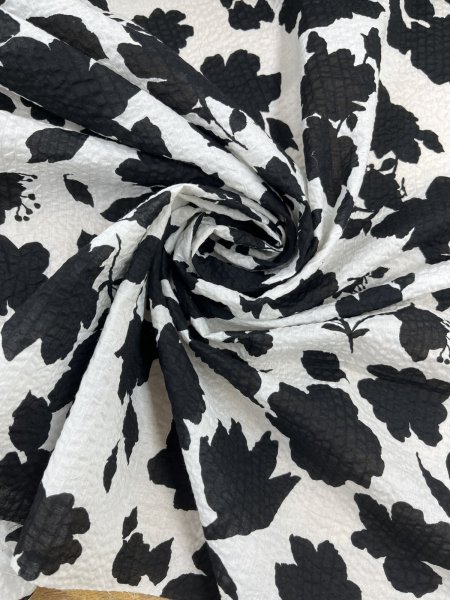画像7: 生地：綿100％ 綿80ローンミラクルウェーブプリント（オフ白×ブラック） (7)