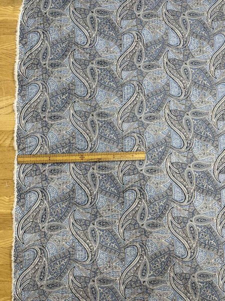 画像2: 生地：綿100％ 塩縮ペイズリープリント（サックス系） (2)