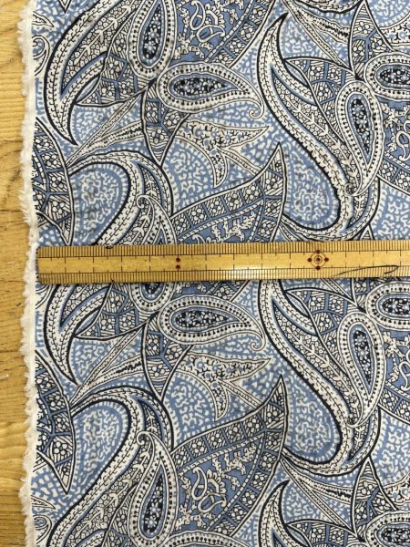 画像3: 生地：綿100％ 塩縮ペイズリープリント（サックス系） (3)