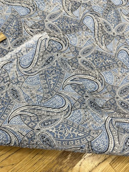 画像4: 生地：綿100％ 塩縮ペイズリープリント（サックス系） (4)