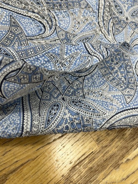 画像5: 生地：綿100％ 塩縮ペイズリープリント（サックス系） (5)
