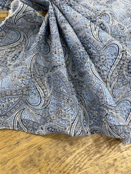 画像6: 生地：綿100％ 塩縮ペイズリープリント（サックス系） (6)