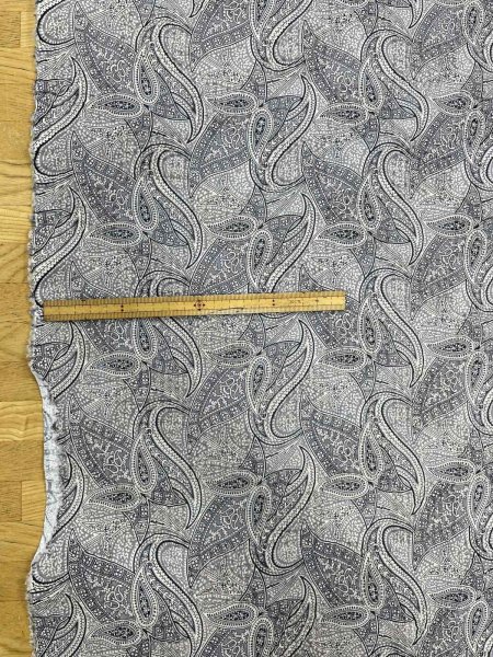 画像2: 生地：綿100％ 塩縮ペイズリープリント（グレー系） (2)