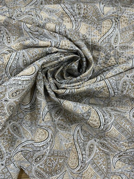 画像6: 生地：綿100％ 塩縮ペイズリープリント（ベージュ系） (6)