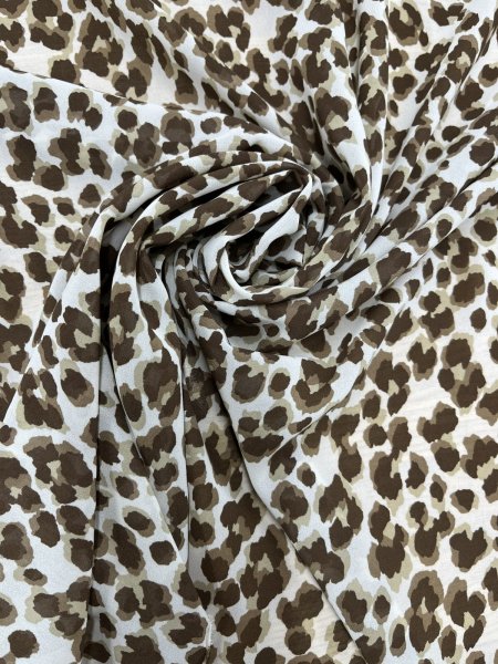 画像7: 生地：ポリエステル シフォンレオパードプリント（オフ白×ブラウン） (7)