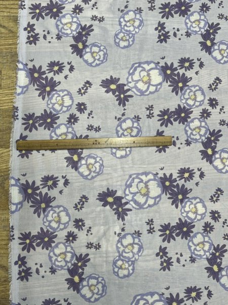 画像2: 生地：ポリエステル シフォンプリント（ラベンダー系フラワー） (2)