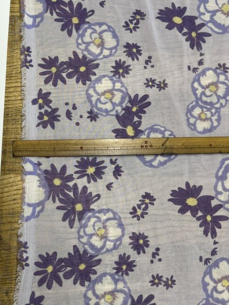 画像3: 生地：ポリエステル シフォンプリント（ラベンダー系フラワー） (3)