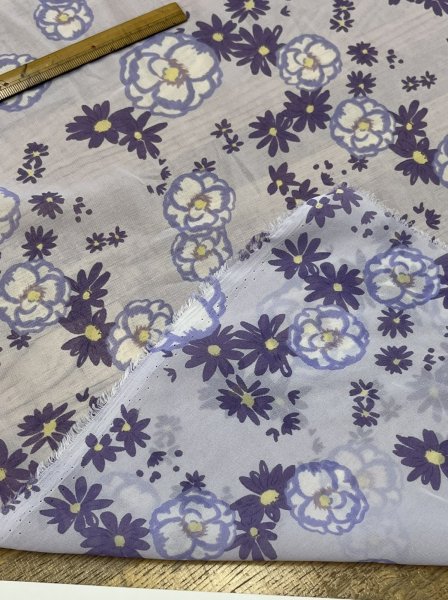 画像4: 生地：ポリエステル シフォンプリント（ラベンダー系フラワー） (4)