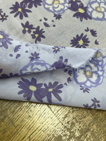 画像7: 生地：ポリエステル シフォンプリント（ラベンダー系フラワー） (7)