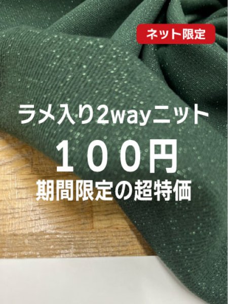 画像1: 生地：ポリエステル100％ラメ入り2WAYニット（深グリーン） (1)