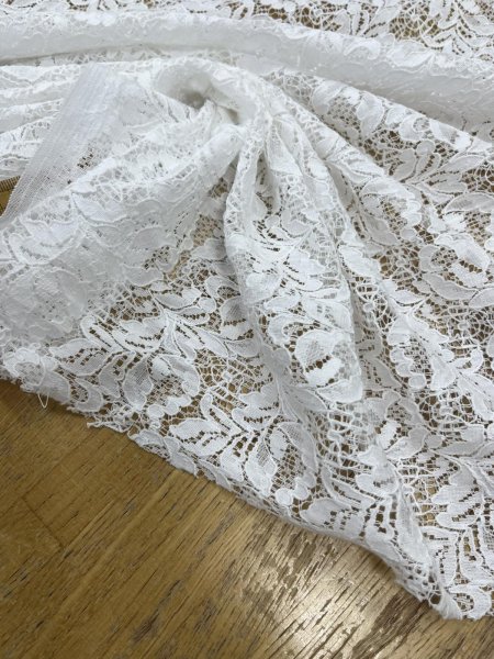 画像6: 生地：綿・ナイロン混／コットンコードラッセルレース（白） (6)