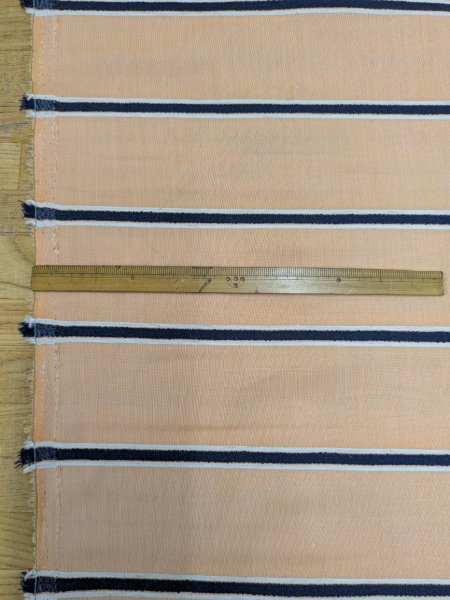 画像3: 生地：綿レーヨンリネン ドビー織りボーダー柄（オレンジ／紺／白） (3)