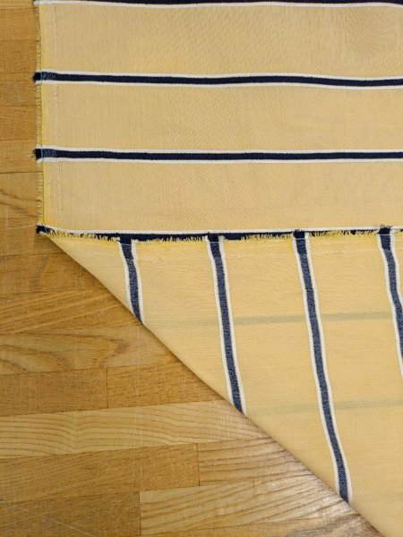 画像5: 生地：綿レーヨンリネン ドビー織りボーダー柄（黄色／紺／白） (5)
