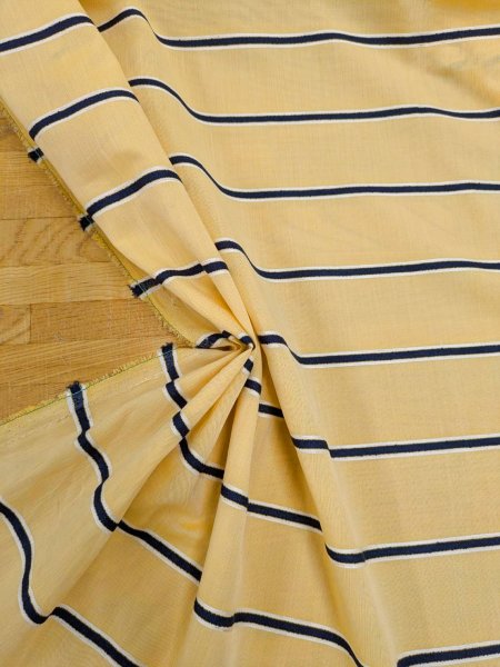 画像6: 生地：綿レーヨンリネン ドビー織りボーダー柄（黄色／紺／白） (6)